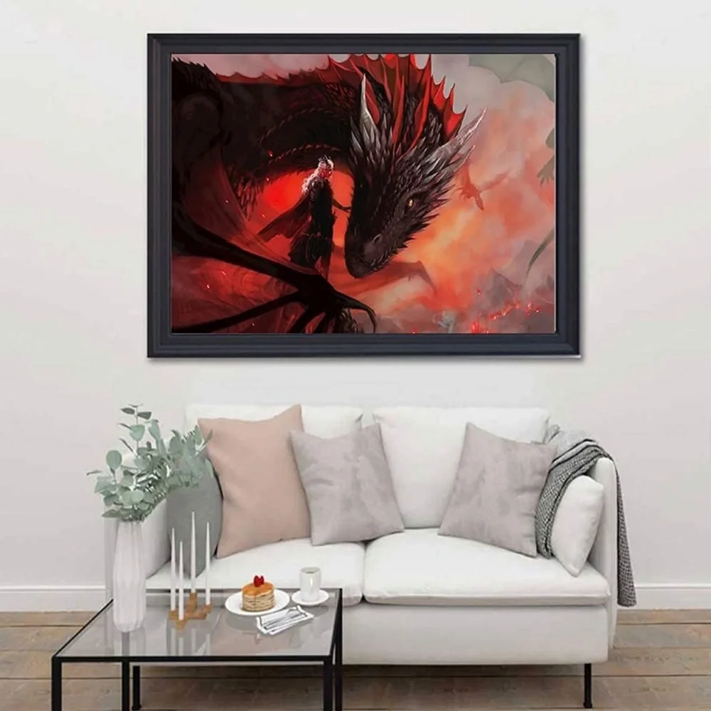DIY 5D Diamond Painting by Numbers Game of Thrones & Dragon 16×12inch. New!